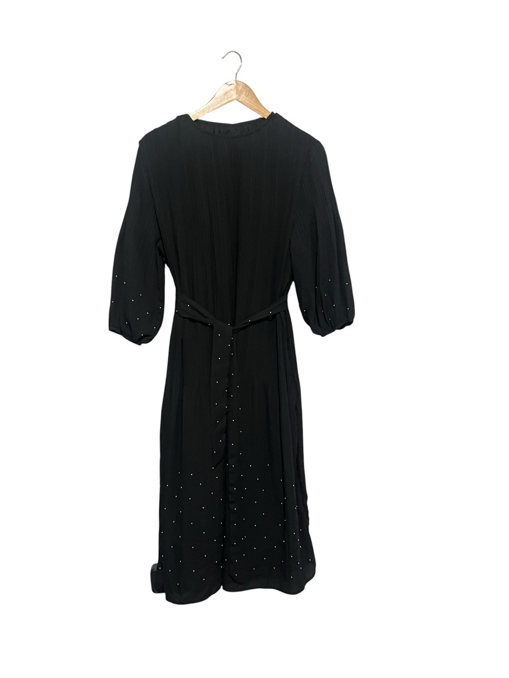 Harper Black Pleated Midi Dress Bead Accents Plus Size 2X